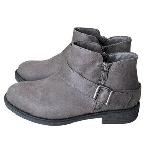 Luoika Women's Extra Wide Low Heel Side Zipper Ankle Boots Size 8 Gray 8 X-Wide